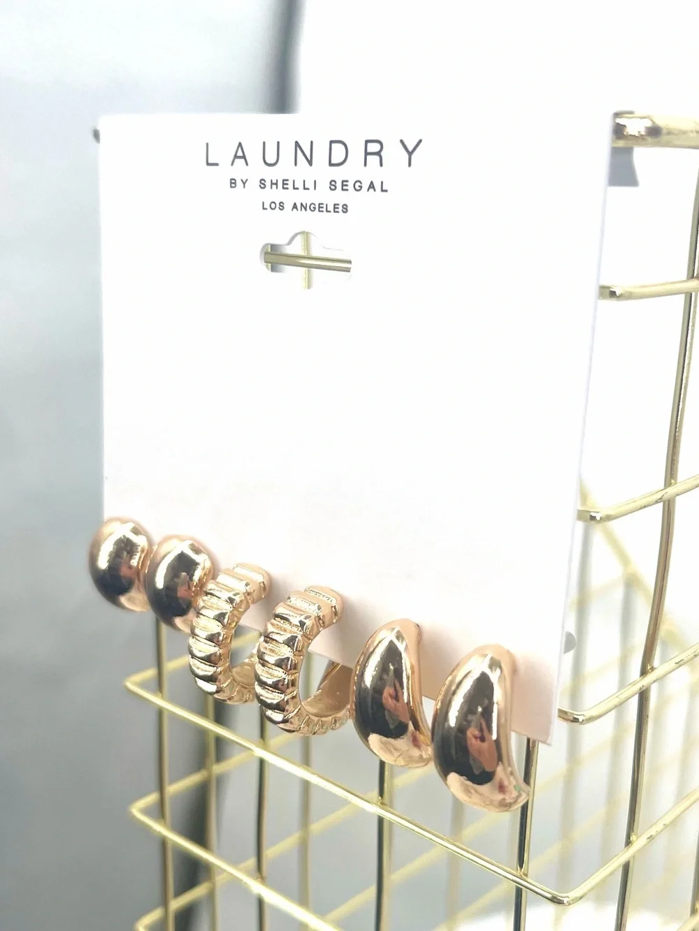 Laundry by Shelli Segal NWT 3 piece hoop gold tone earring set